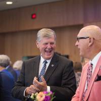 President Thomas J. Haas with guests at the Arend and Nancy Lubbers Student Services Center Dedication